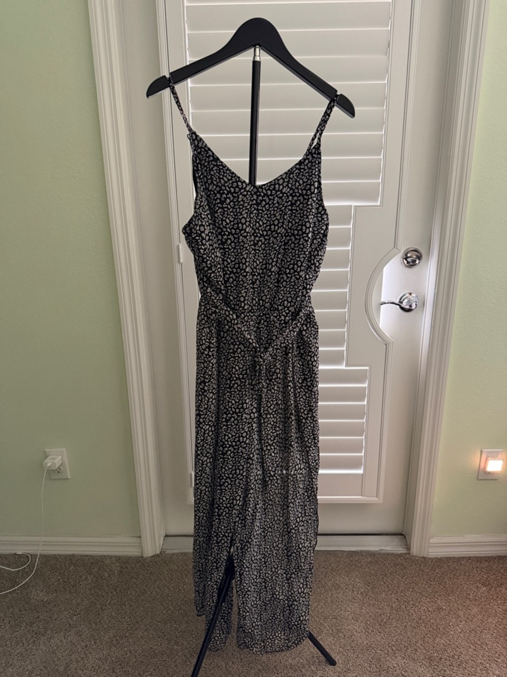 Black Printed Spaghetti Strap Maxi Dress